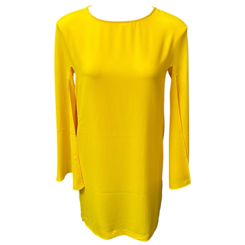 Zara Bright Yellow Cape Sleeve Longsleeve Dress - Size Small